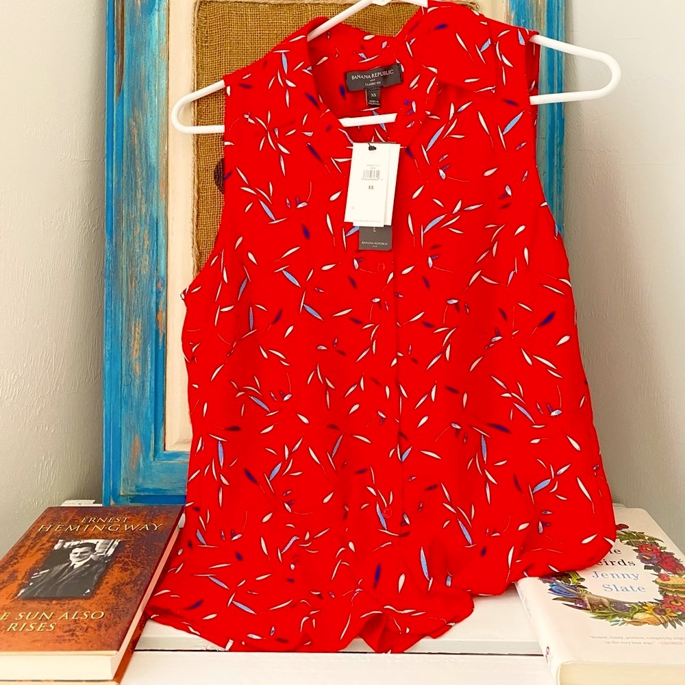 Banana Republic Blouse Red, White & Blue, size XS